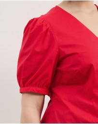 Atmos&Here Curvy - Nora Puff Sleeve Wrap Shirt