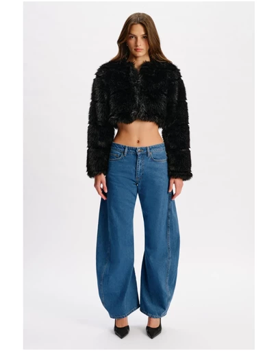 Bardot - Petro Cropped Faux Fur Jacket