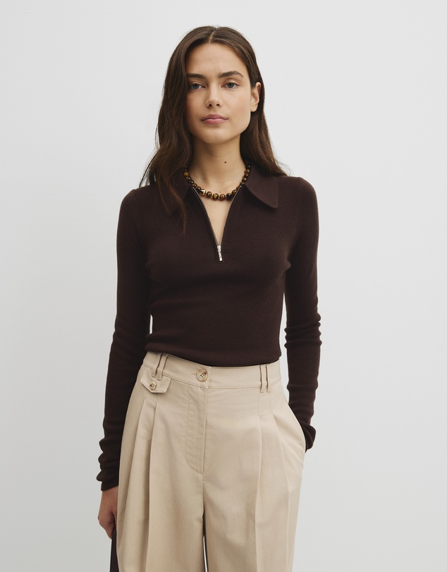 Country Road - Merino Wool Silk Blend Collared Knit
