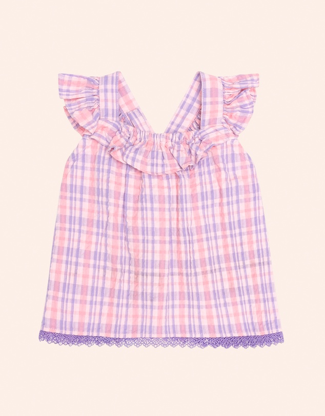 Huxbaby - Tropical Check Tie Top - Babies-Kids