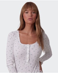Bras N Things - Polly Long Sleeve Romper - Print Ditsy Floral