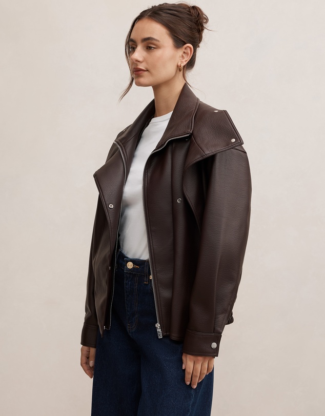 Forever New - Bex Double Funnel Neck Faux Leather Jacket
