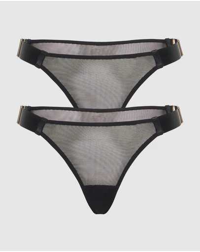 Sotto Brand - Sotto Two Pack Preferita Mesh Panty Black