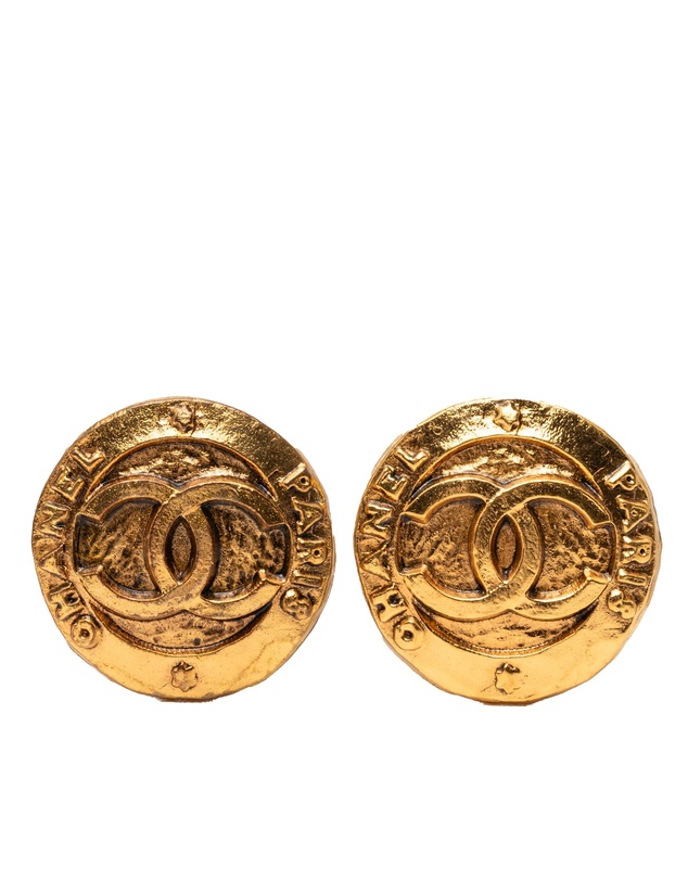 Pre-Loved by Azura Reborn - Pre-Loved Gold Plated CC Round Clip On Earrings