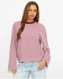 Dazie - Nostalgia Stripe Oversized LS Tee