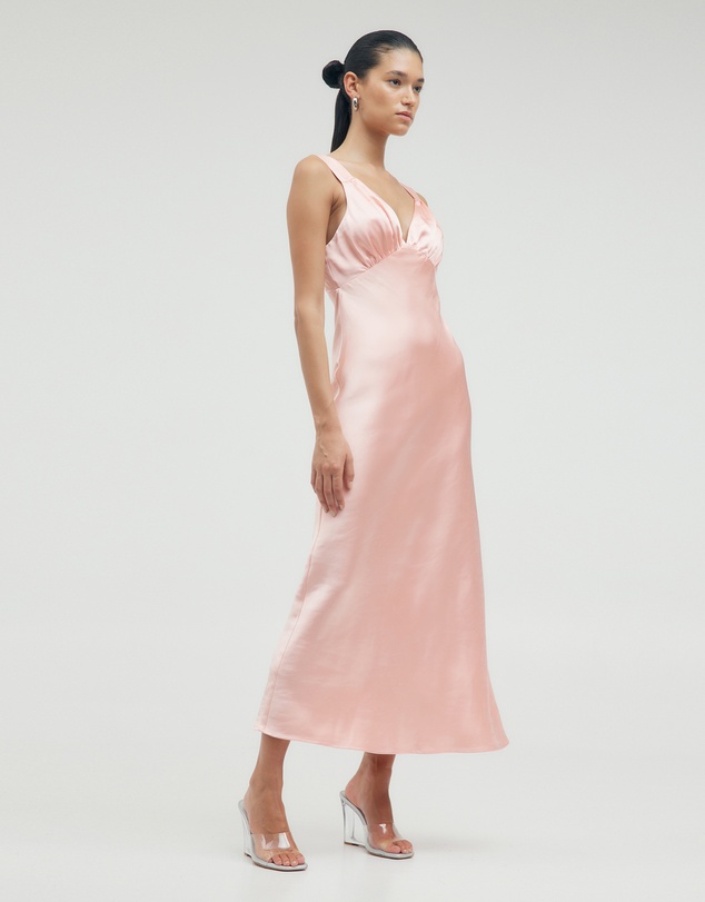 Third Form - Satin Gather Bra Bias Slip Dress