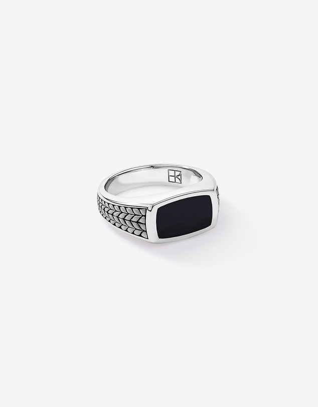Michael Hill - Black Onyx Signet Ring in Sterling Silver