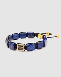 Nialaya Jewellery - The CZ Flatbead Collection - Blue Lapis and Black CZ