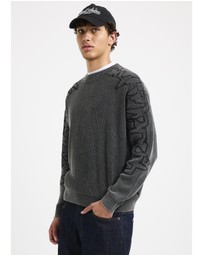 Black Noise White Rain - Scrawl Waffle Knit Jumper