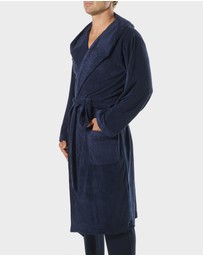 Mitch Dowd - Mens Frenchie Hooded Robe - Navy
