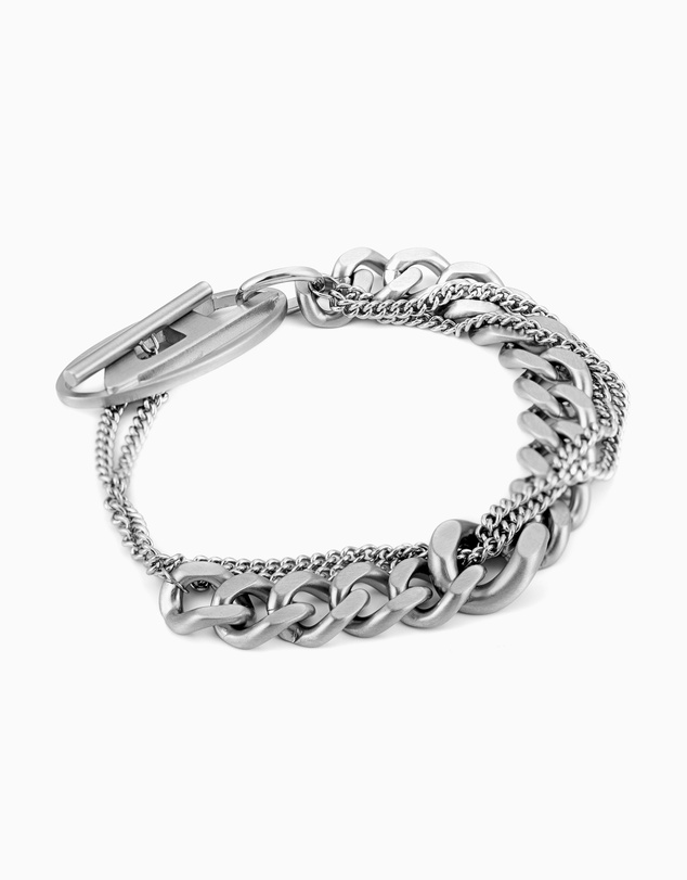 Diesel - Oval D Logo Silver Tone Bracelet