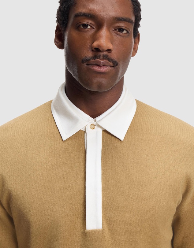BOSS - Contrast-Collar Sweater in Cotton and Virgin Wool