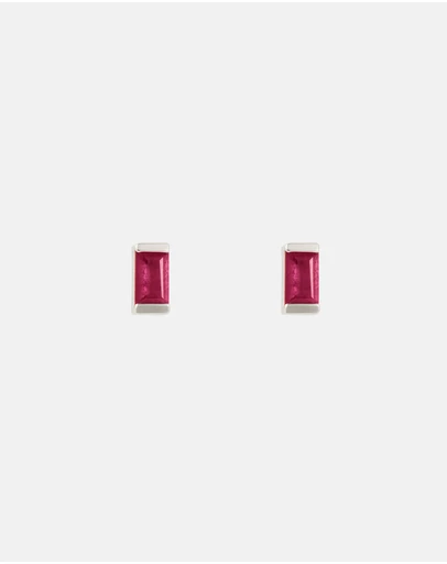 Kirstin Ash - Baguette Birthstone Studs July - Ruby