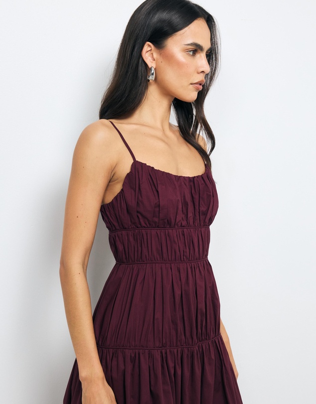 AERE - Lena Gathered Cotton Midi Dress