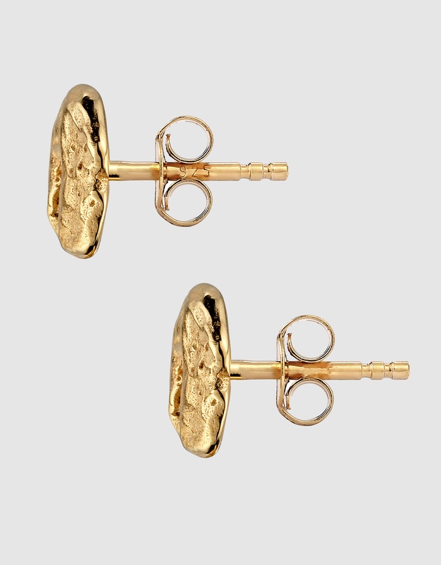 Kuzzoi - Hammered Disc Stud Earrings in Gold-Plated 925 Silver