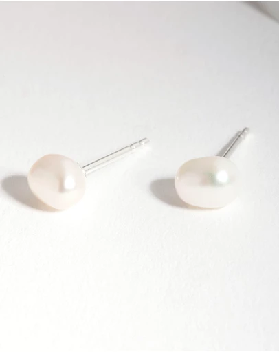 Lovisa - Sterling Siver Organic Freshwater Pearl Stud Earrings