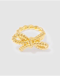Wanderlust + Co - Ribbed Bow Gold Ring