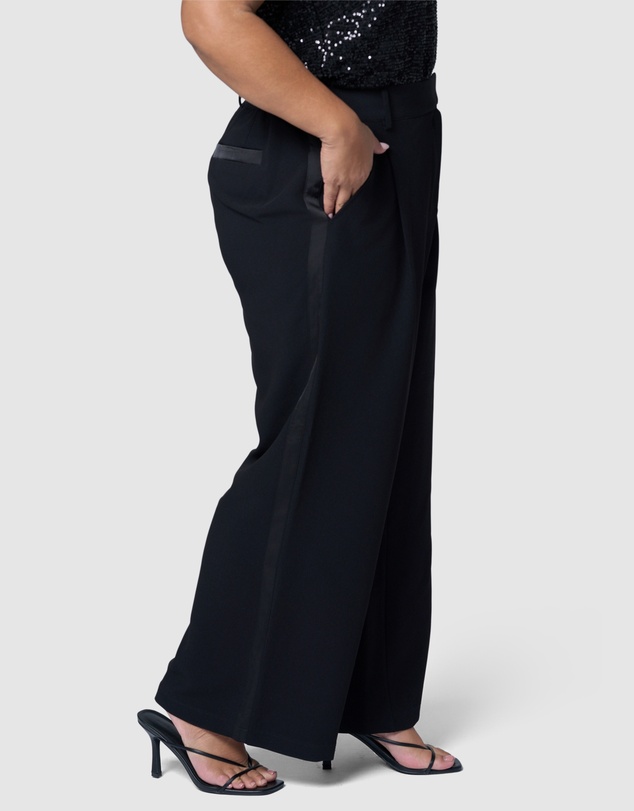 Pink Dusk by Curve Project - Fired Up Satin Trim Pant