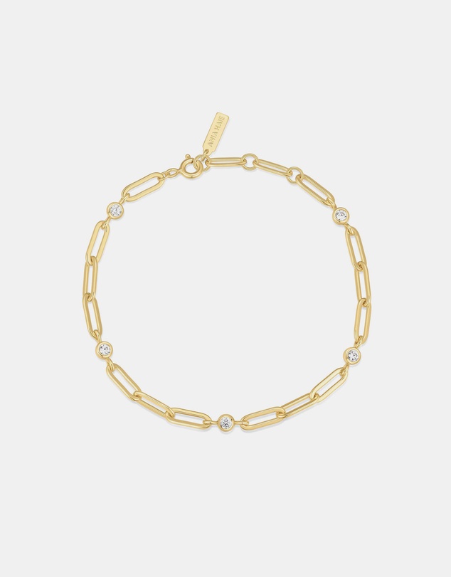 Ania Haie - Gold Bezel Station Paper Clip Chain Bracelet