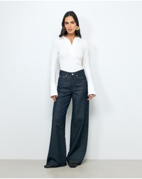 AERE - Indie LS Rib Polo Top
