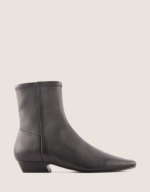 Shelly Shen - Carmen Heel Ankle Boots Black Leather