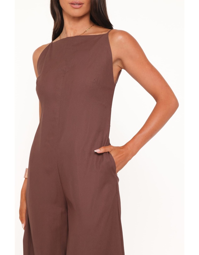 Petal & Pup - Ophilia Open Back Jumpsuit - Dark Brown