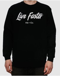 Killer Speed Co. - Killer Speed Co. Men Live Faster Crew Neck Regular Fit Jumper Black 