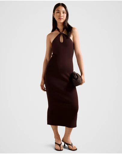 Forever New - Tara Beaded Halter Neck Knitted Dress