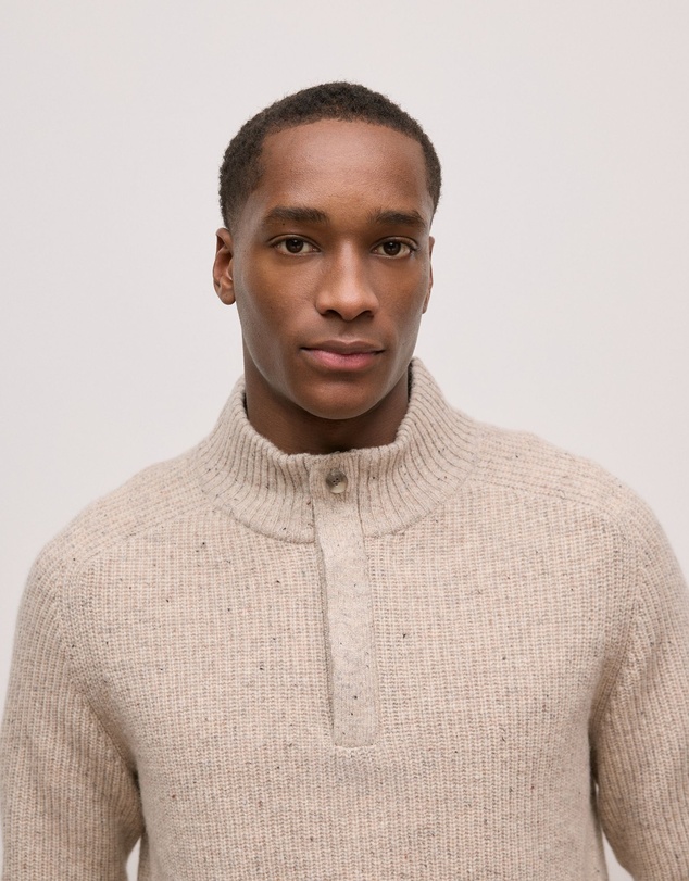Trenery - Merino Nep Half Zip Pullover in Fawn