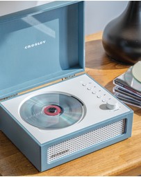 Crosley - Crosley Voyager Portable Retro CD Player with Stereo Bluetooth Speakers, FM Radio - Washed Blue