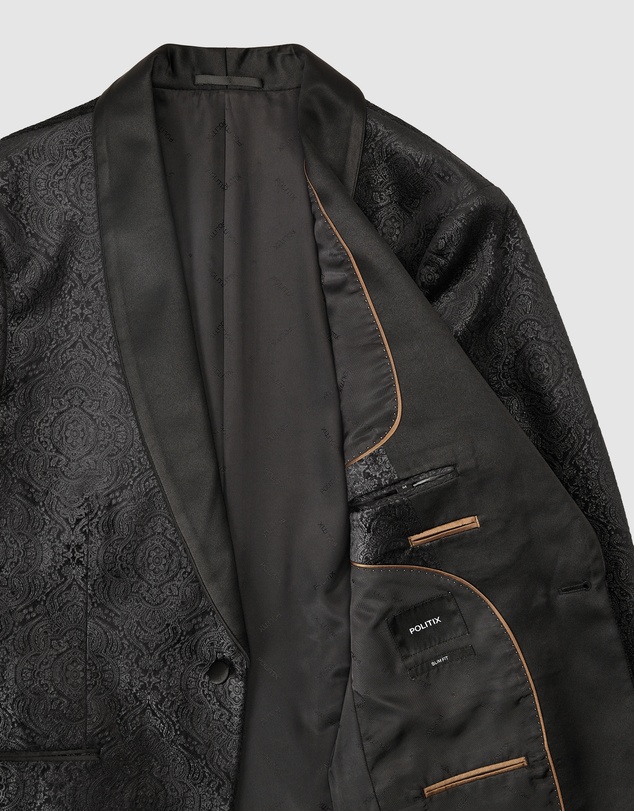 Politix - Embossed Paisley Black Tie Tuxedo