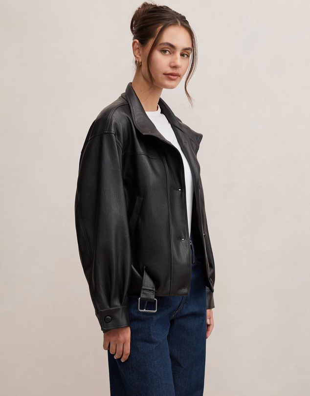 Forever New - Belle Faux Leather Belted Bomber Jacket