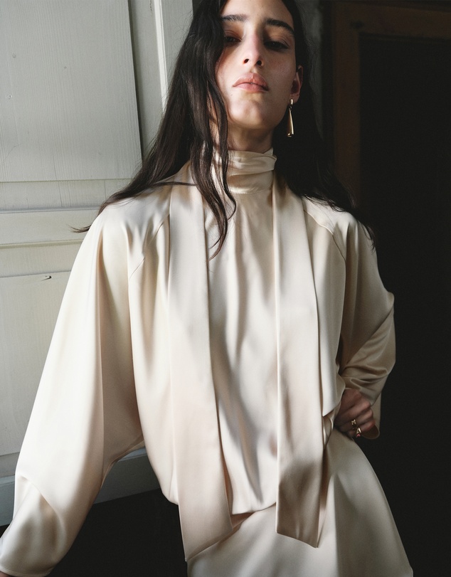 M.N.G - Satin High-Neck Dress
