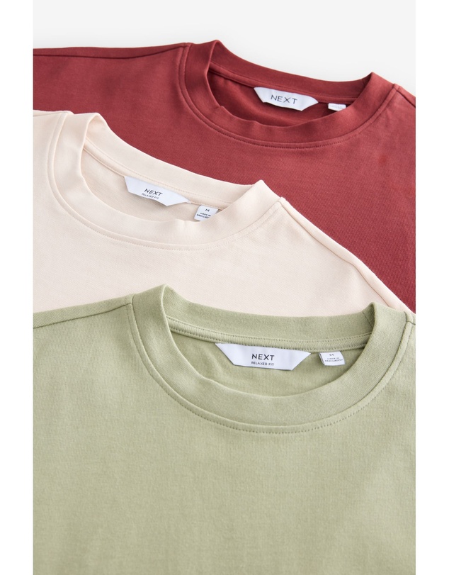 NEXT - Heavyweight 100% Cotton T-Shirts 3 Pack Relaxed Fit