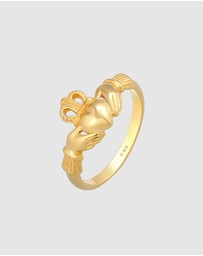 Elli Jewelry - Ring Claddagh Heart Love Friendship in 925 Sterling Silver Gold Plated