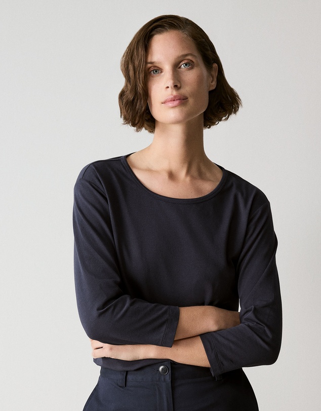 Trenery - Cotton 3/4 Sleeve T-shirt in Night Sky