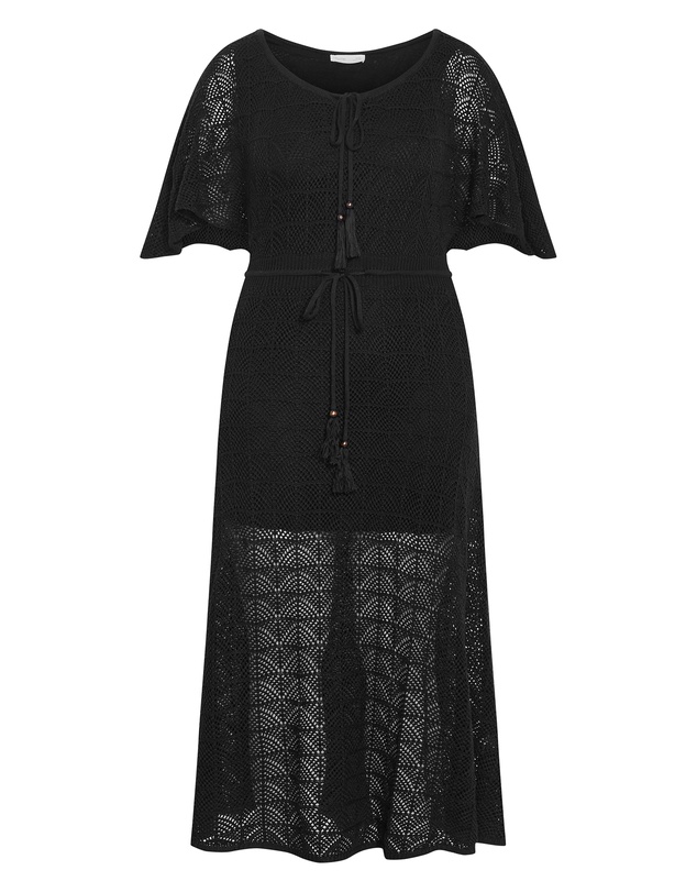 City Chic - Plus size Cassie Crochet Knit Dress - black