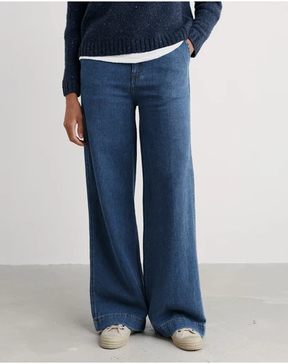 Seasalt - Seasalt Cornwall Blue Sennen Cove Wide Leg Jeans