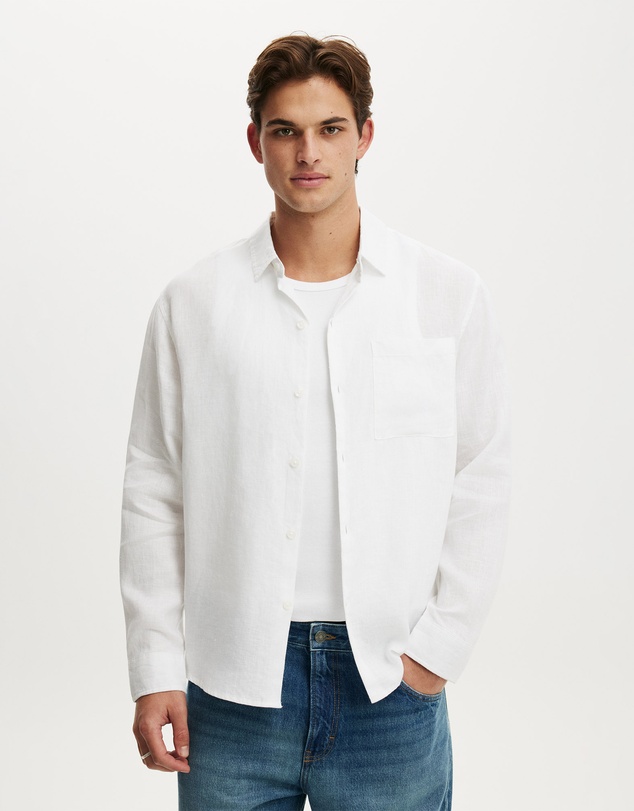 Cotton On - Relaxed Linen Long Sleeve Shirt