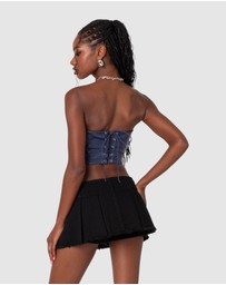 EDIKTED - Mazie Faux Leather Bandeau Top
