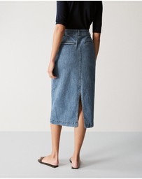 Trenery - Denim Pintuck Detail Skirt in Washed Indigo