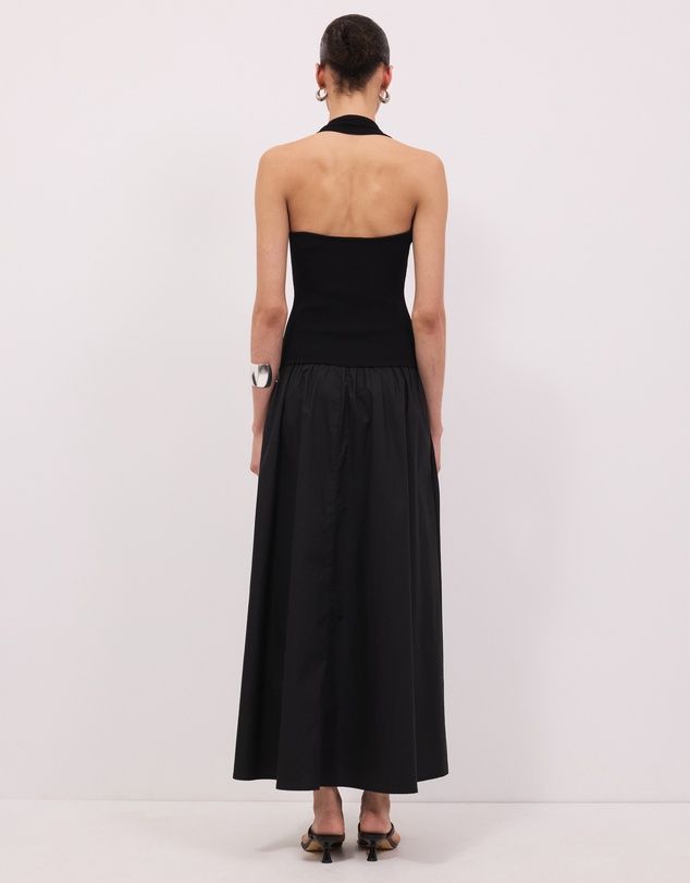Calli - Ailani Contrast Fabric Halterneck Midi Dress