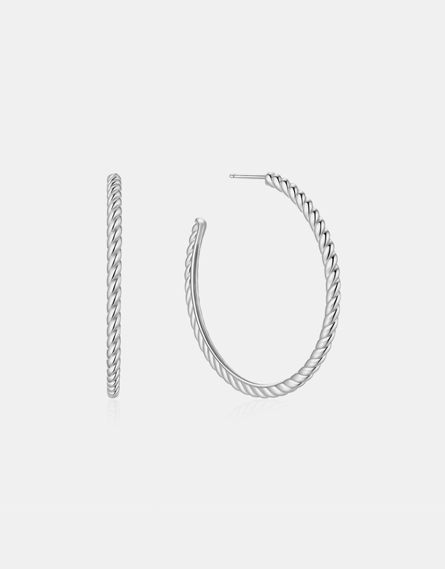 Ania Haie - Ania Haie Silver Twisted Oversized Hoop Earrings