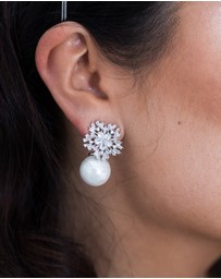 The White Collection - Ivy - Statement Silver Pearl Bridal Earrings