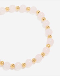Lovisa - Waterproof Gold Plated Stainless Steel Rose Quartz Beaded Stretch Bracelet