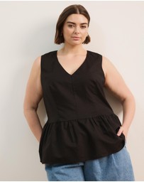 Atmos&Here Curvy - Lola Linen V-Neck Peplum Top