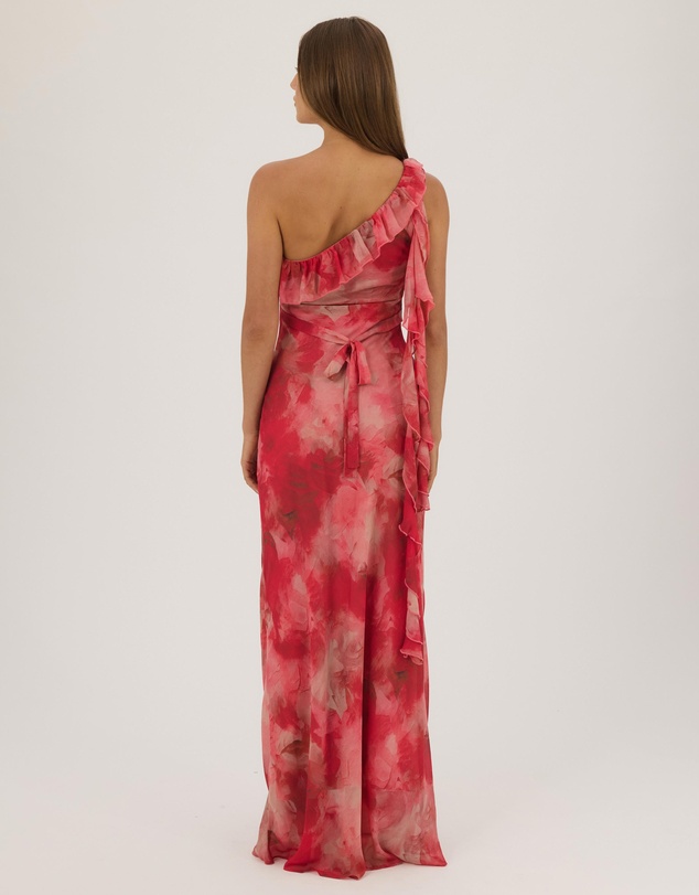 Atmos&Here - Iris One Shoulder Ruffle Floral Printed Maxi Dress