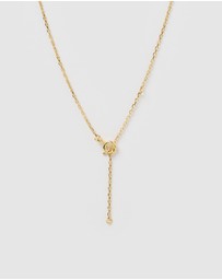Izoa - Pearl Letter F Necklace Gold