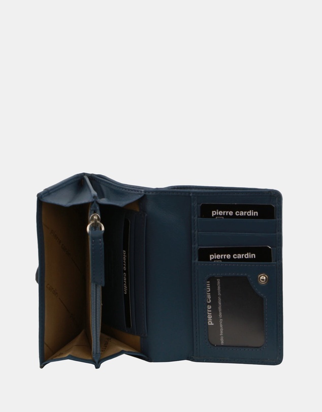 Pierre Cardin - Pierre Cardin Canvas Print/Leather Trim Bi-Fold Flap Wallet