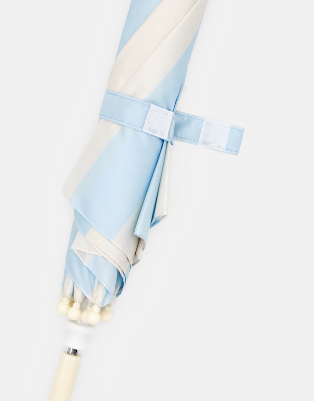 Morgan & Taylor - Picnic Stripe Kids Umbrella in White and Ocean Blue Stripes